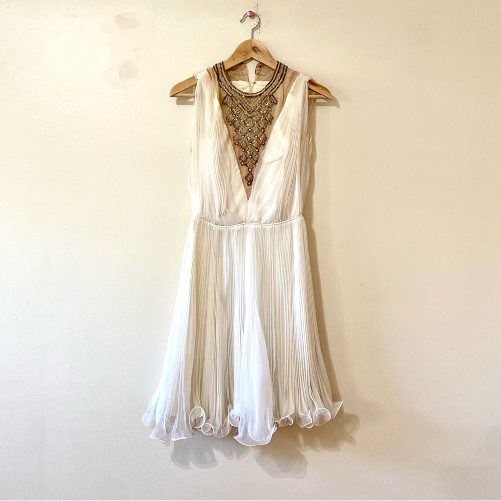 Vintage 60s Jack Bryan Elegant White Sleeveless Dress Gown Wedding Bride